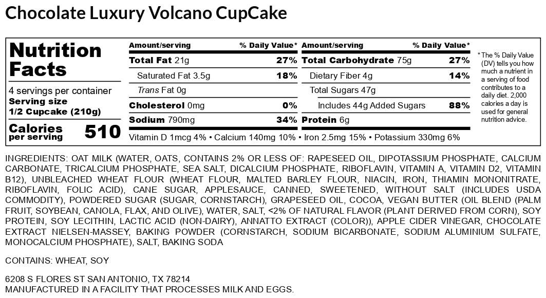 Volcano Cakes (4Pk) (San Antonio) - Southern Roots Vegan Bakery